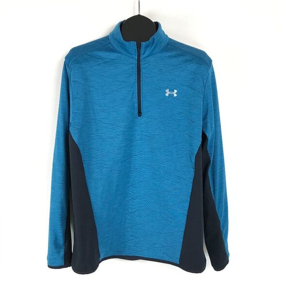 Under Armour ColdGear 1/4 Zip Quilted Pullover Men's Large Blue Winter Outdoor - Picture 1 of 12